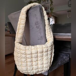 Large quilted puffy hobo bag